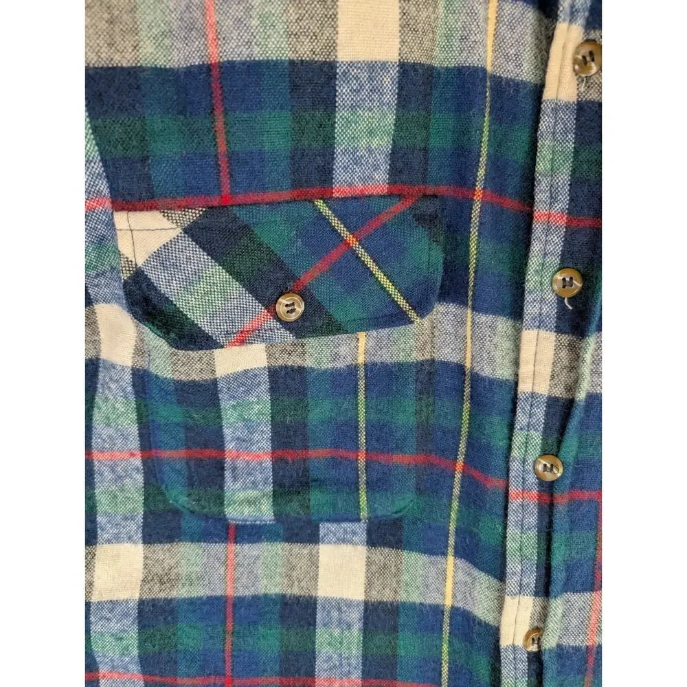Vintage Northcrest Flannel Shacket Mens Medium Blue Wool Blend Quilted Lining